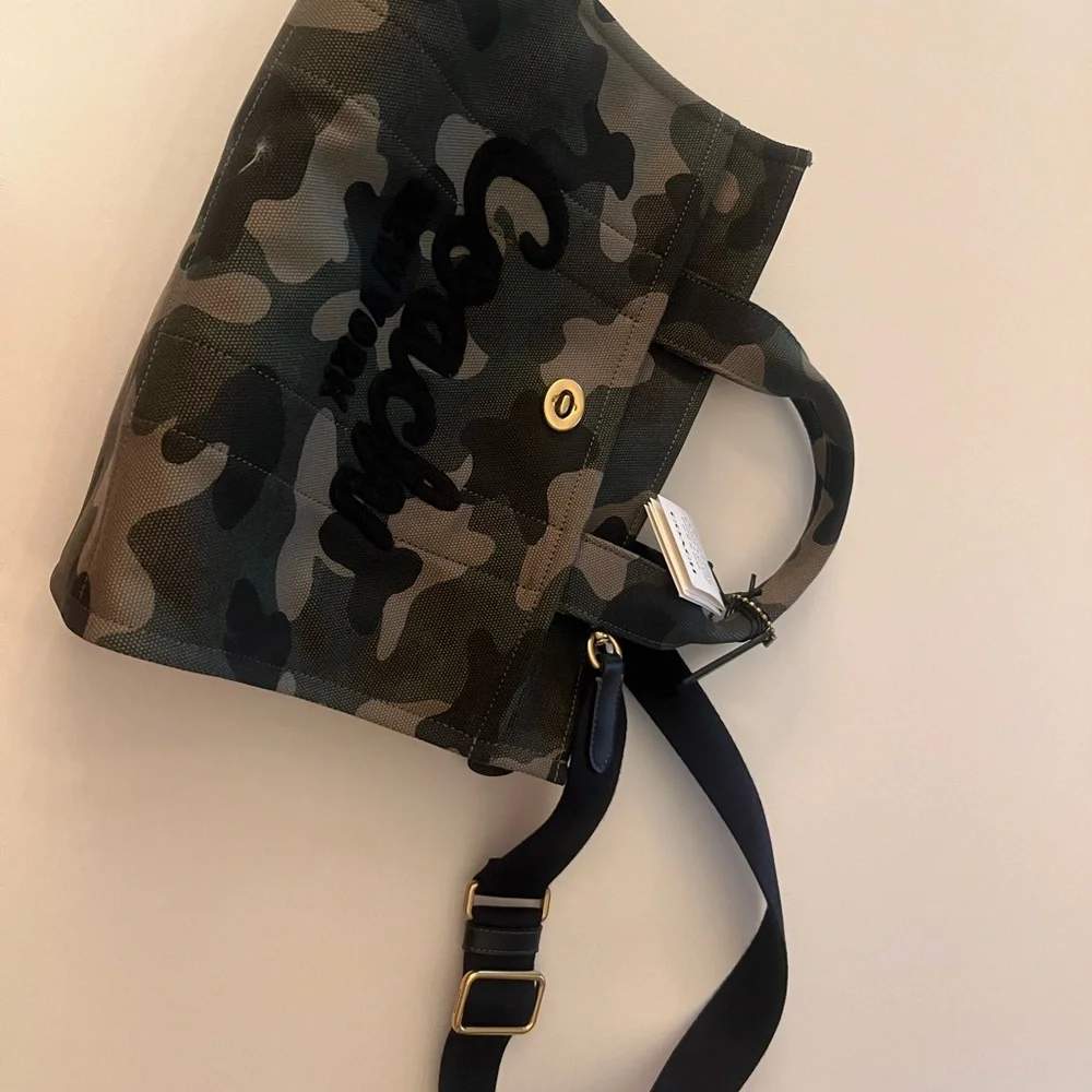 Coach Camouflage Canvas Tote Messenger in Green, Black and Brown
